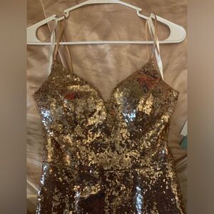 NWT Rose Gold Sequin Prom Dress